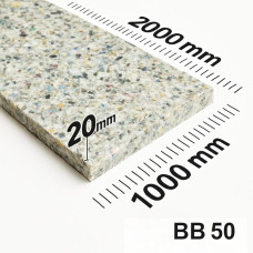 Поролон ППУ ВВ 50 товщина 20мм лист 1,0*2,0м (1000x2000мм)